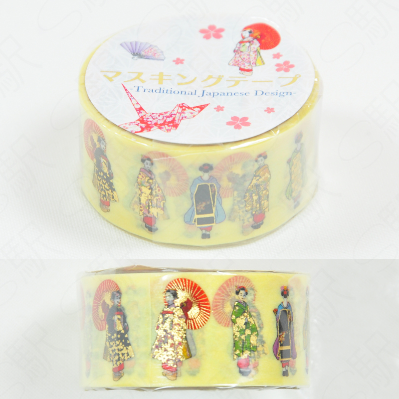Okuyama Shokai Masking Tape with Gold Foil (Traditional Japanese Design) [AT518] - Maiko